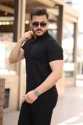 Erkek çizgi Dokulu çıtçıt Yakalı Kısa Kollu T-shirt resmi